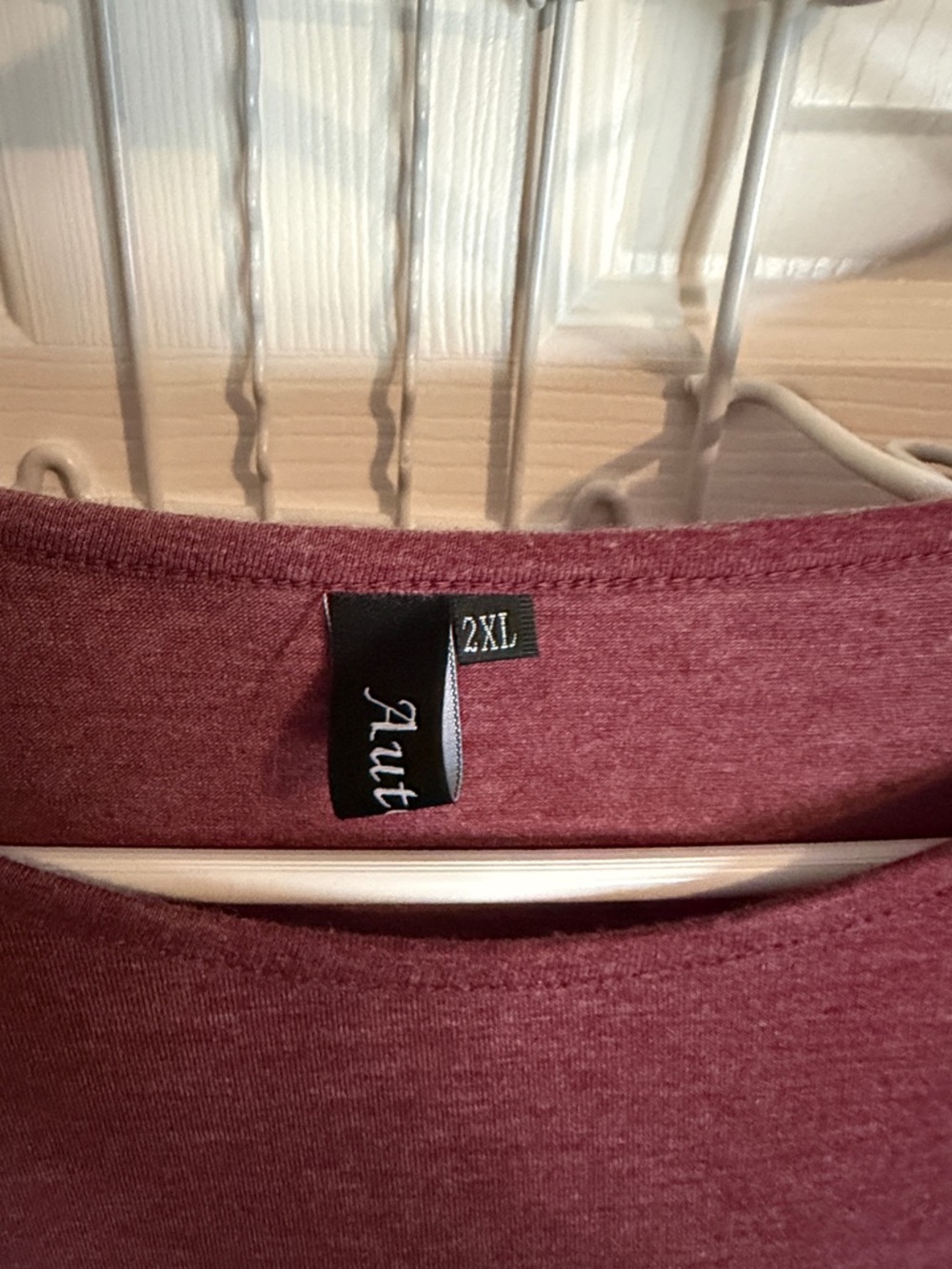 Women's Short Sleeve Knit Top with Lace Sleeves - Burgundy - Picture 4 of 6